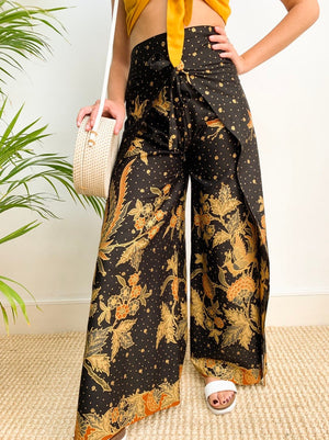 Wrap Around Trousers | Black and Gold Trousers | Wear the World