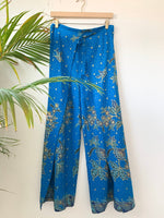 Blue Oriental Wrap Around Trousers - Wear the World