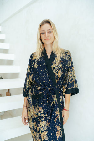 Women's Kimono Robe, Midnight Purple Kimono Robe, Wear The World