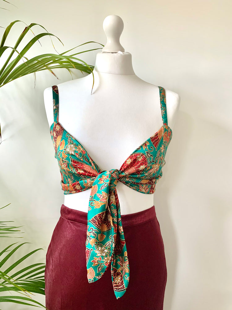 Green Silk Tie Bow Bralet - Wear the World