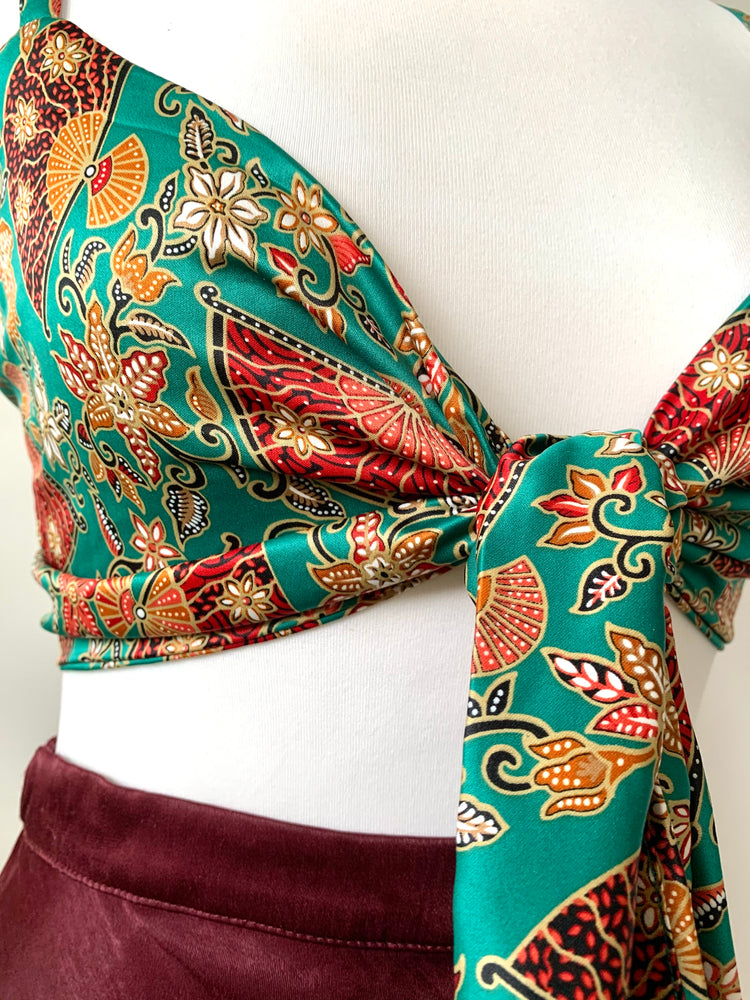 Green Silk Tie Bow Bralet - Wear the World