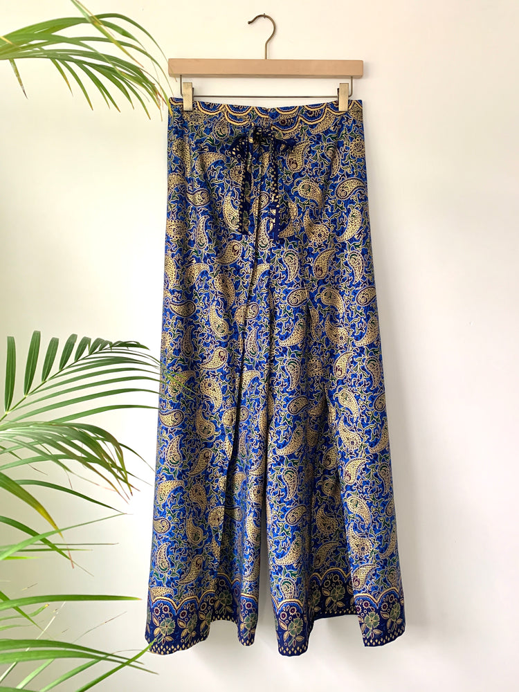 Blue Paisley Wrap Around Trousers - Wear the World